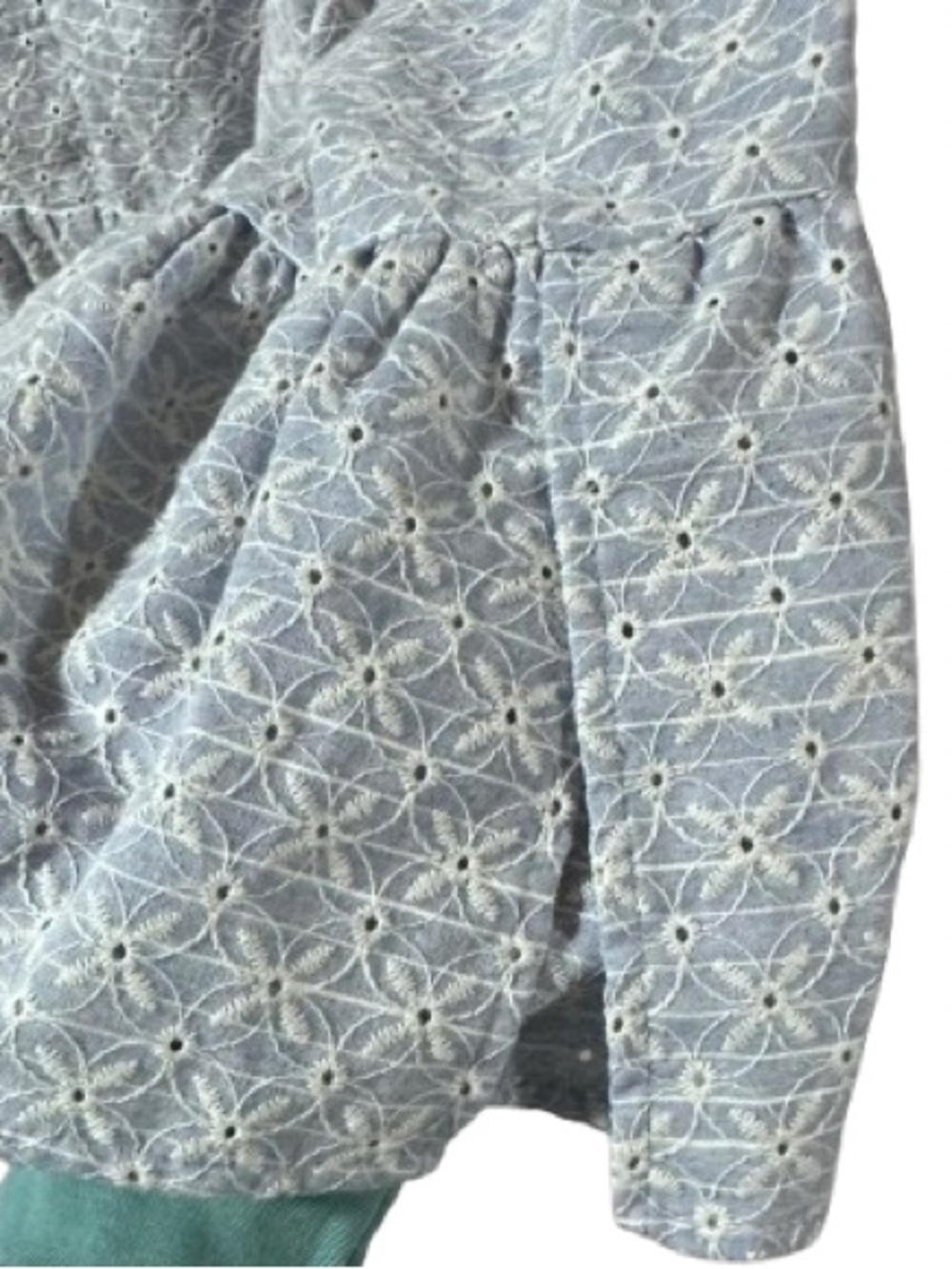 Zara Light Blue Eyelet Open Front Jacket - Picture 4 of 5